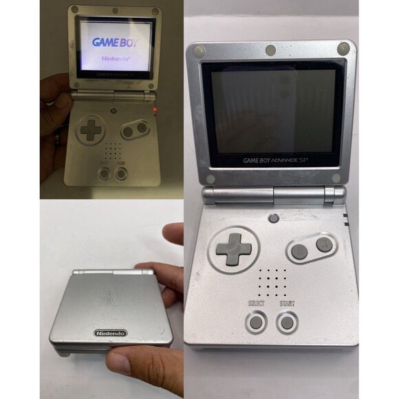 Nintendo Gameboy Advance GBA SP Platinum Silver Handheld System AGS-001 Tested - Picture 1 of 6